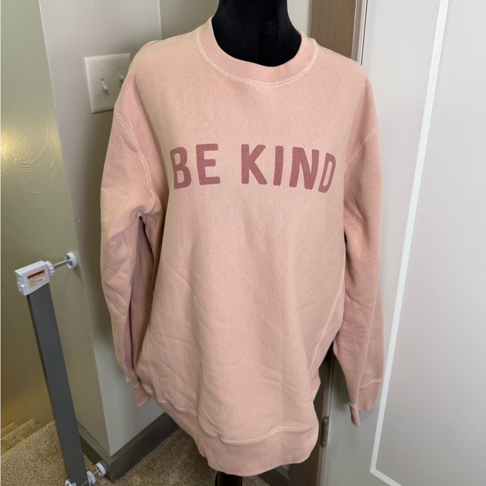 NWT August Ink Be‎ Kind Dusty Rose Pink Crewneck Sweatshirt Pullover Heavyweight
